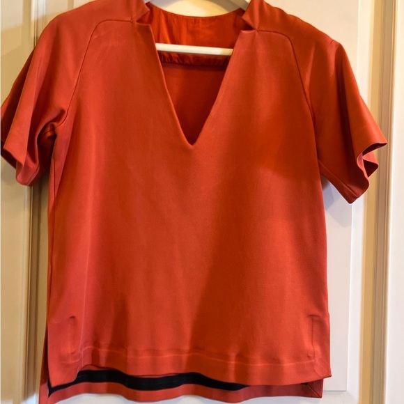 Women's Orange V-Neck Top - Picture 10 of 12
